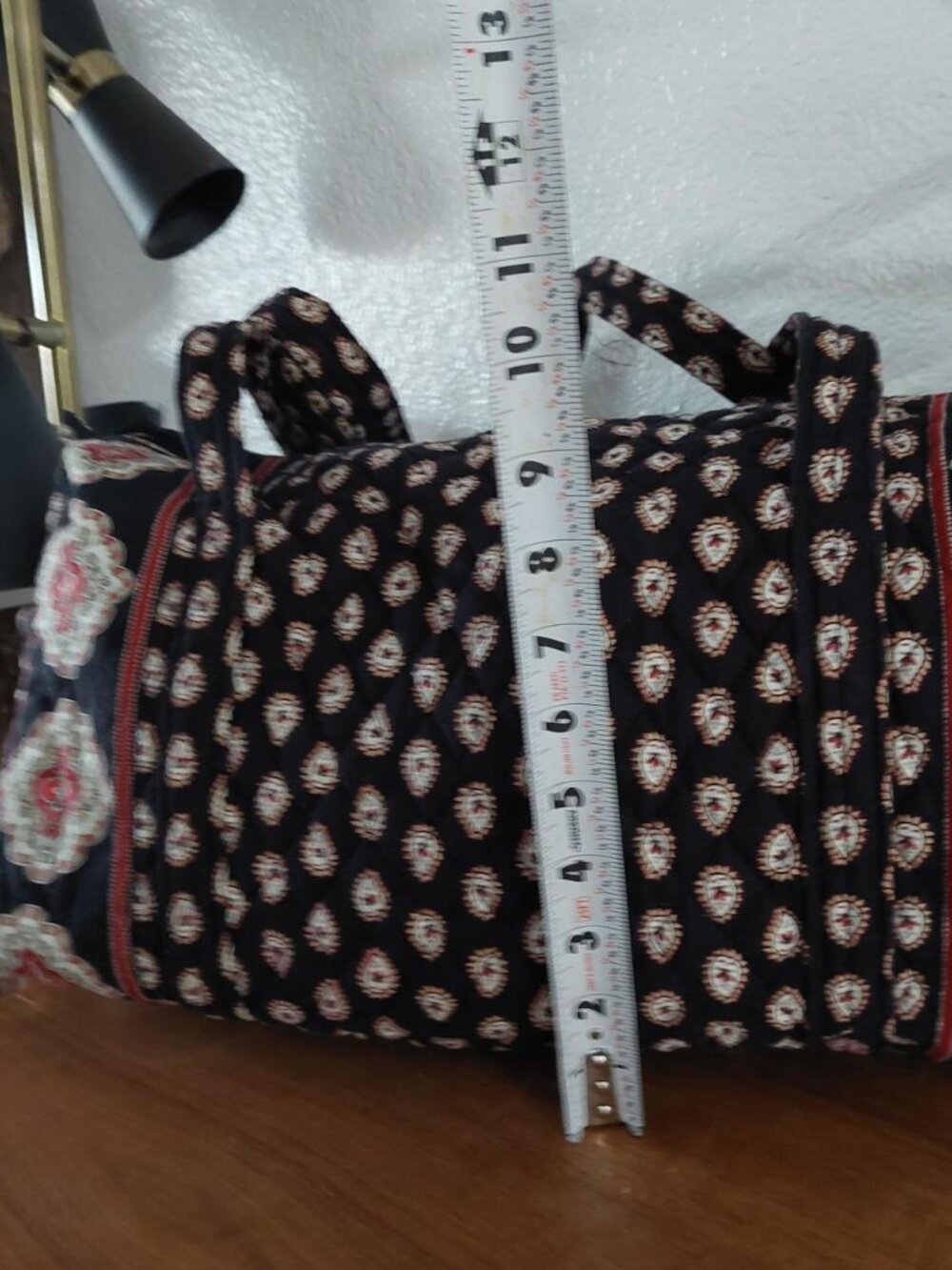 Vera Bradley Classic Black Duffel Bag Quilted Travel Luggage Retired 2002 - Picture 7 of 7